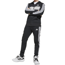 ADIDAS KOMPLET TRENERKA J 3S TIB FL TS BLACK/WHITE/GRETWO DJEČACI